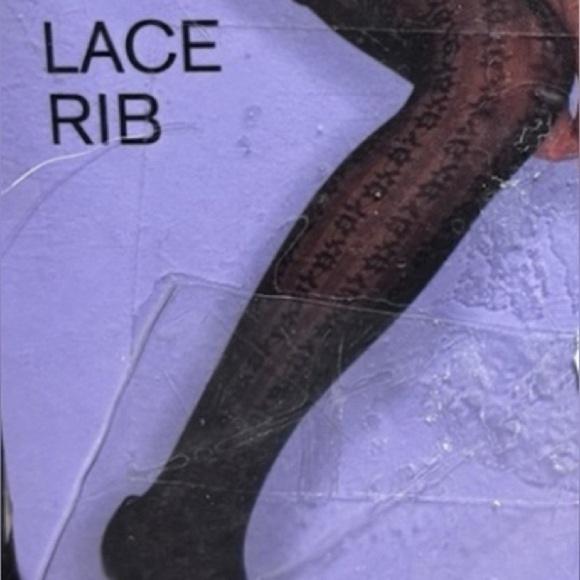 No Nonsense Lace Rib control top sheer toe size C pantyhose club wear Halloween - Picture 7 of 7